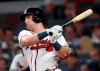 CORRECTS TO FIFTH INNING, INSTEAD OF SIXTH - Atlanta Braves' rookie Austin Riley follows through on a base hit in the fifth inning of the team's baseball game against the St. Louis Cardinals on Thursday, May 16, 2019, in Atlanta. (AP Photo/John Bazemore)