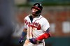 Atlanta Braves' Ronald Acuña Jr. blows a bubble as he runs the bases after hitting a solo home run during the fifth inning against the Washington Nationals in a baseball game Thursday, Sept. 5, 2019, in Atlanta. (AP Photo/John Bazemore)