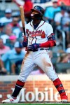 Atlanta Braves center fielder Ronald Acuna Jr. (13) prepares to bat in the second inning during Game 1 of a best-of-five National League Division Series against the St. Louis Cardinals, Thursday, Oct. 3, 2019, in Atlanta. (AP Photo/John Amis)