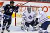 John Woods/ Canadian Press archives
Patrice Cormier takes a whack at the puck in front of the Toronto Maple Leafs goal during a game on Dec. 31 in Winnipeg.