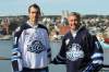 joe gibbons / the canadian press archives
IceCaps president Danny Williams (left) and right-winger Jason King debut the team's jerseys. The parent-club Jets play the Senators today in St. John's.