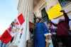 RUTH BONNEVILLE / WINNIPEG FREE PRESS
Four northern Manitoba First Nations, who are part of the  Keeyask Hydroelectric Limited Partnership, hold a public rally on issues related to Hydro development, at the Legislative Building Friday.