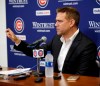 Chicago Cubs president of baseball operations Theo Epstein gives a closing news conference for the season at Wrigley Field, Monday, Sept. 30, 2019, in Chicago. (Kevin Tanaka/Chicago Sun-Times via AP)