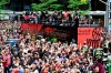 Fans celebrate during the 2019 Toronto Raptors Championship parade in Toronto on Monday, June 17, 2019. THE CANADIAN PRESS/Frank Gunn