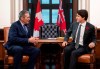 Prime Minister Justin Trudeau meets with Manitoba Premier Brian Pallister in his office on Parliament Hill in Ottawa, on Friday, Nov. 8, 2019. THE CANADIAN PRESS/Justin Tang