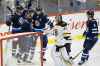 THE CANADIAN PRESS/John Woods
Winnipeg Jets' celebrate Mark Scheifele's goal on Boston Bruins goaltender Tuukka Rask during first period action in Winnipeg, Thursday.
