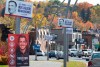 Electoral signs of candidates are seen in Saint-Georges, Que., Friday, Oct. 11, 2019. THE CANADIAN PRESS/Jacques Boissinot