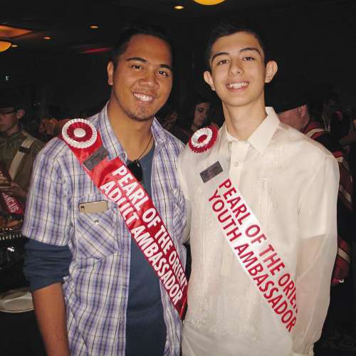 Photo by Jared Story
Pearl of the Orient Philippine Pavilion adult ambassador Tyler Magnaye (left) and youth ambassador Marcelo Manuel Aiello attended the Folklorama launch event at RBC Convention Centre Winnipeg on July 23.