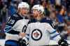 CP
Winnipeg Jets' Patrik Laine (29), of Finland, and Kyle Connor (81) talk during the third period in Game 6 of an NHL first-round hockey playoff series against the St. Louis Blues, Saturday, April 20, 2019, in St. Louis. (AP Photo/Jeff Roberson)