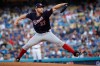Washington Nationals starting pitcher Stephen Strasburg throws to a Los Angeles Dodgers batter during the first inning in Game 5 of a baseball National League Division Series on Wednesday, Oct. 9, 2019, in Los Angeles. (AP Photo/Marcio Jose Sanchez)