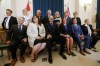 JOHN WOODS/ THE CANADIAN PRESS
Premier Brian Pallister, centre, and his ministers laugh during a team photo after he announced a cabinet shuffle Wednesday.