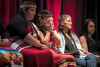 Lorelei Williams (second left) whose cousin Tanya Holyk was murdered by serial killer Robert Pickton and whose aunt Belinda Williams went missing in 1978, wipes away tears while seated with Rhiannon Bennett (from left), Sophie Merasty and Summer Rain Bentham at the released of the report on the National Inquiry into Missing and Murdered Indigenous Women and Girls. (Darryl Dyck / The Canadian Press files)