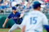 Texas Rangers pitcher Shelby Miller throws against a batter with a Kansas City Royals runner at third base in the first inning of a baseball game at Kauffman Stadium in Kansas City, Mo., Tuesday, May 14, 2019. (AP Photo/Colin E. Braley)