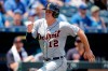 Detroit Tigers' Brandon Dixon runs home to score on a three-run double hit by Jeimer Candelario during the third inning of a baseball game against the Kansas City Royals, Sunday, July 14, 2019, in Kansas City, Mo. (AP Photo/Charlie Riedel)