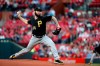 Pittsburgh Pirates starting pitcher Trevor Williams throws during the first inning of the team's baseball game against the St. Louis Cardinals on Friday, May 10, 2019, in St. Louis. (AP Photo/Jeff Roberson)