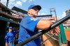 Chicago Cubs manager Joe Maddon (70) looks out from the dugout prior to a baseball game against the St. Louis Cardinals, Sunday, Sept. 29, 2019, in St. Louis. (AP Photo/Scott Kane)