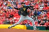 Pittsburgh Pirates starting pitcher Jordan Lyles throws during the first inning of a baseball game against the St. Louis Cardinals, Saturday, May 11, 2019, in St. Louis. (AP Photo/Scott Kane)