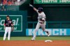 Milwaukee Brewers' Orlando Arcia celebrates as he runs the bases on a solo home run during the third inning of the team's baseball game against the Washington Nationals at Nationals Park, Friday, Aug. 16, 2019, in Washington. (AP Photo/Alex Brandon)