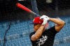 Washington Nationals' Juan Soto participates in batting practice before a National League wild card baseball game against the Milwaukee Brewers, Tuesday, Oct. 1, 2019, in Washington. (AP Photo/Patrick Semansky)