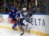 Adam Hunger / The Associated Press
New York Rangers defenseman Brady Skjei (76) battles for the puck with Winnipeg Jets center Mark Scheifele (55) in the first period of an NHL hockey game, Sunday, Nov. 6, 2016, in New York.