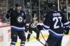 JOE BRYKSA / WINNIPEG FREE PRESS
Winnipeg Jets Mark Scheifele, left, is congratulated by teammate Nikolaj Ehlers after his second period goal against the New Jersey Devils Tuesday night.
