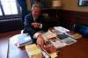 WAYNE GLOWACKI / WINNIPEG FREE PRESS
Premier Brian Pallister in his office Friday with a sample of the reading material he had with him in Costa Rica.