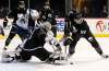 Kathy Willens / The Associated Press
New York Islanders defenseman Adam Pelech (50) and New York Islanders goalie Thomas Greiss defend the goal as Winnipeg Jets center Mark Scheifele looks for an opening during the first period of an NHL hockey game, Thursday, March 16, 2017, in New York,