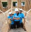 RUTH BONNEVILLE / WINNIPEG FREE PRESS
Photo of Kiran Kumar (front) with her mom Renee and dad Teddy are from Princeton New Jersey and are in Winnipeg helping to build homes with Habitat for Humanity.