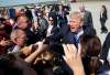 Pablo Martinez Monsivais / The Associated Press
President Donald Trump reaches out to greet supports on the tarmac upon his arrival at Bismark Municipal Airport, Wednesday, Sept. 6, 2017 in Bismark, N.D. Trump is in North Dakota to promote his tax overhaul plan.