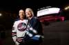 TREVOR HAGAN / WINNIPEG FREE PRESS
Winnipeg Jets fans Jack and Kathy Swar, from Winnipeg, near T-Mobile Arena.
