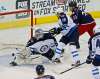 Kyle Robertson / Columbus Dispatch Files
Eric Comrie played one game in net for the Jets last season, helping Winnipeg beat the Columbus Blue Jackets 5-4 on April 6, 2017.