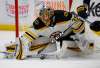 Jeffrey T. Barnes / The Associated Press
Boston Bruins goalie Anton Khudobin (35) makes a save game against the Buffalo Sabres on Tuesday in Buffalo, N.Y.
