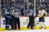 JOHN WOODS / WINNIPEG FREE PRESS
Nashville Predators' P.K. Subban, right, taunts Winnipeg Jets' Mark Scheifele during their game in February.