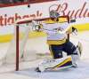 THE CANADIAN PRESS/Trevor Hagan
Nashville Predators goaltender Pekka Rinne watches a the puck fly over his head during first period NHL hockey action against the Winnipeg Jets in Winnipeg, Tuesday, February 27, 2018.