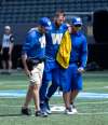 ANDREW RYAN / WINNIPEG FREE PRESS
Winnipeg Blue Bombers Quarterback Matt Nichols comes off of the field after an injury during practice on Wednesday.
