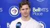 MIKE DEAL / WINNIPEG FREE PRESS
Winnipeg Jets' Jacob Trouba during the final media call of the 2017-18 season.