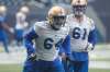 Blue Bombers offensive lineman Qadr Spooner (left) was given a two-game suspension following a positive test for methasterone, a banned substance, which is classified as an anabolic steriod. (Mike Deal / Winnipeg Free Press Files)