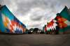 Kenneth Lavallee's mural on the Helen Betty Osborne Centre will be the fourth installation of his Star Blanket Project series, with sister sites located at Ma Mawi Wi Chi Itata Centre, the Edge Gallery (left) and the Red Road Lodge (right). (John Woods / Winnipeg Free Press Files)