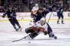THE CANADIAN PRESS/Trevor Hagan
Winnipeg Jets' Blake Wheeler hauls down Calgary Flames' Juuso Valimaki during second period pre-season NHL hockey action in Winnipeg, Friday.