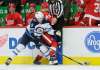 Winnipeg Jets centre Andrew Copp checks Detroit Red Wings centre Darren Helm into the boards during Friday&rsquo;s game in Detroit. The fourth-year Winnipeg Jets forward will, in all likelihood, be the fourth-line middle man Thursday night between wingers Jack Roslovic and Brendan Lemieux. (Duane Burleson / The Associated Press files)