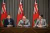 Winnipeg Mayor Brian Bowman (from left), Manitoba Health Minister Cameron Friesen and Winnipeg Centre MP Robert-Falcon Ouellette announced the formation Tuesday of a tri-level task force to deal with the province's meth crisis. (Mike Deal / Winnipeg Free Press)