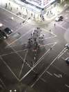 Pedestrian scramble crossings, installed by the City of Edmonton as a pilot project, tested traffic control designs to reduce or eliminate pedestrian and vehicle collisions. (City of Edmonton)