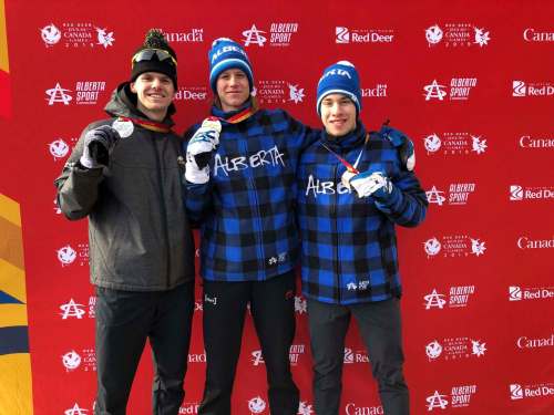 SUPPLIED
Winnipeg’s Tyson Langelaar (left), wins his third medal, this time a silver, at the 2019 Canada Games in Speed Skating - Long Track - 5000m Male, with a final race time of 6:56.36.