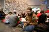 JOHN WOODS / WINNIPEG FREE PRESS
Eric Davies takes part in a sit-in protest at Millennium Library in Winnipeg Tuesday.