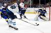 Jeff Roberson / The Associated Press
Winnipeg Jets' Bryan Little (18) shoots toward St. Louis Blues goaltender Jordan Binnington during the first period in Game 6 on Saturday in St. Louis.