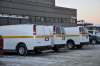 KATIE MAY / WINNIPEG FREE PRESS
Sheriffs vans are parked outside the provincial court office in Thompson.