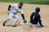 JOHN WOODS / WINNIPEG FREE PRESS
Winnipeg Goldeyes&rsquo; Kevin Lachance steals second against the Kansas City T-Bones on Sunday at Shaw Park. The Fish are off to a flying start in the AA season.