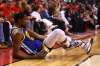 Kevin Durant reacts after sustaining an injury during the second quarter against the Toronto Raptors Monday night. (Gregory Shamus / Getty Images /TNS)