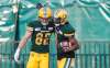 Jason Franson / The Canadian Press files
Edmonton Eskimos receivers Greg Ellingson (left) and Kenny Stafford celebrate Stafford&rsquo;s touchdown reception against the Montreal Alouettes on June 14.