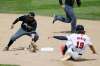 JOHN WOODS / WINNIPEG FREE PRESS
Winnipeg Goldeyes&rsquo; Kyle Martin (19) can&rsquo;t beat the throw to Milwaukee Milkmen&rsquo;s Steve Pascual (21) as he attempts to steal second.